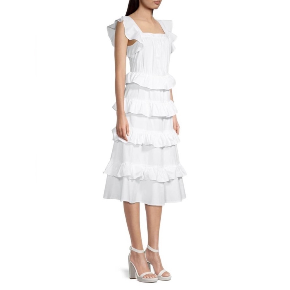 Rachel Parcell Ruffled Cotton Midi White Dress Size 8